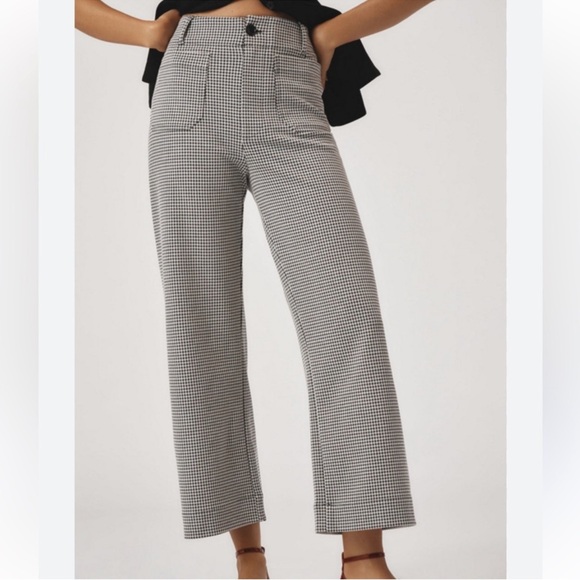 Maeve Pants - Maeve Anthropologie The Colette Cropped Wide-Leg Pants: Houndstooth Edition 30